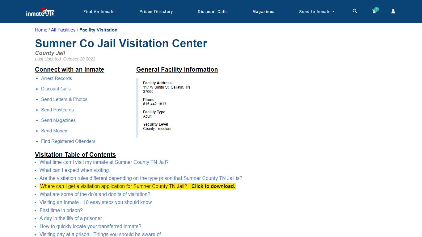 Sumner County TN Jail | Visitation, dress code & visiting hours - InmateAid